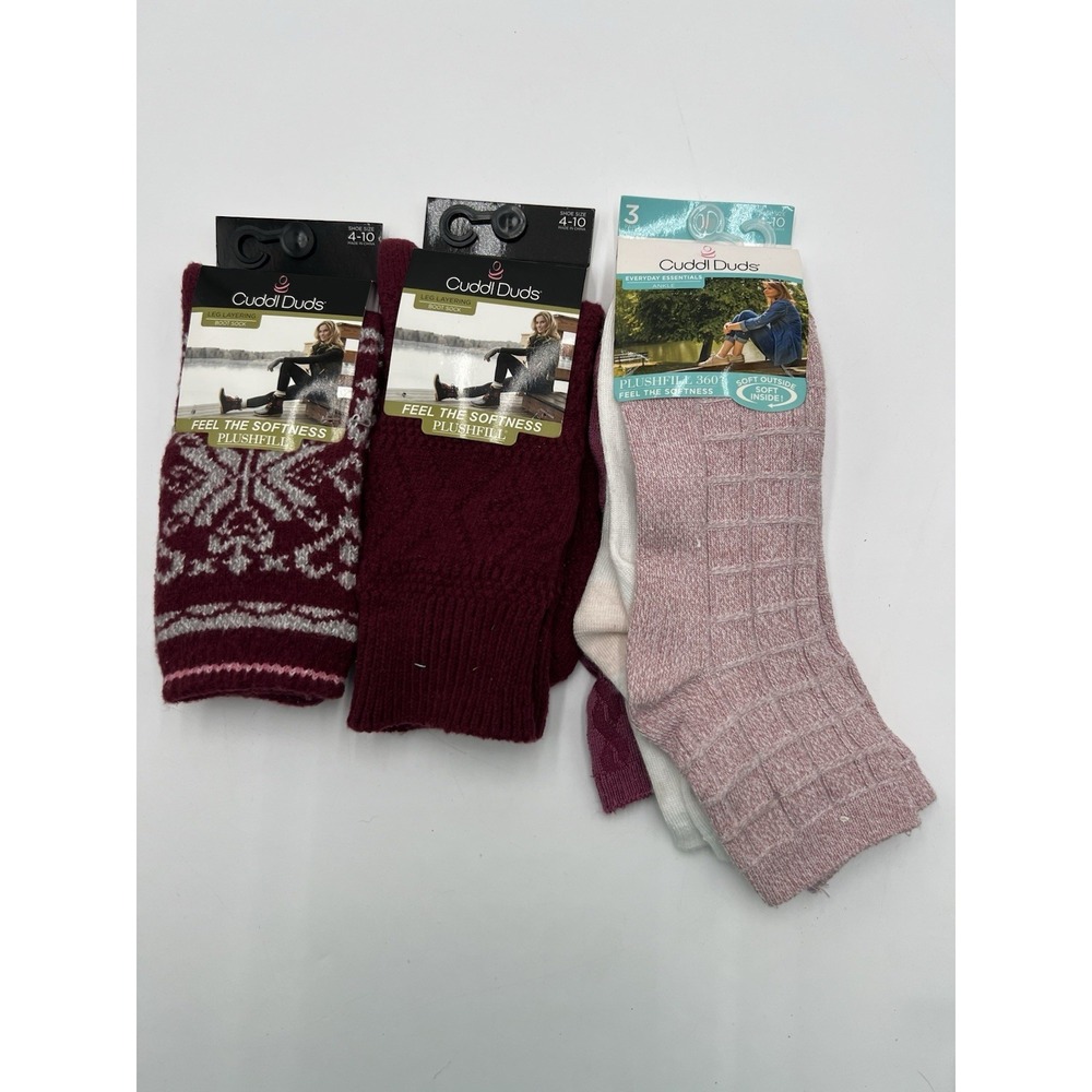 Cuddl Duds Womens Socks Lot‎ of 3 Plushfill Boot & Ankle Socks Size 4-10
